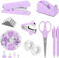 SKYDUE Purple Desk Accessories, Tape Dispenser, Binder/Paper Clips and 1000pcs by SKYDUE