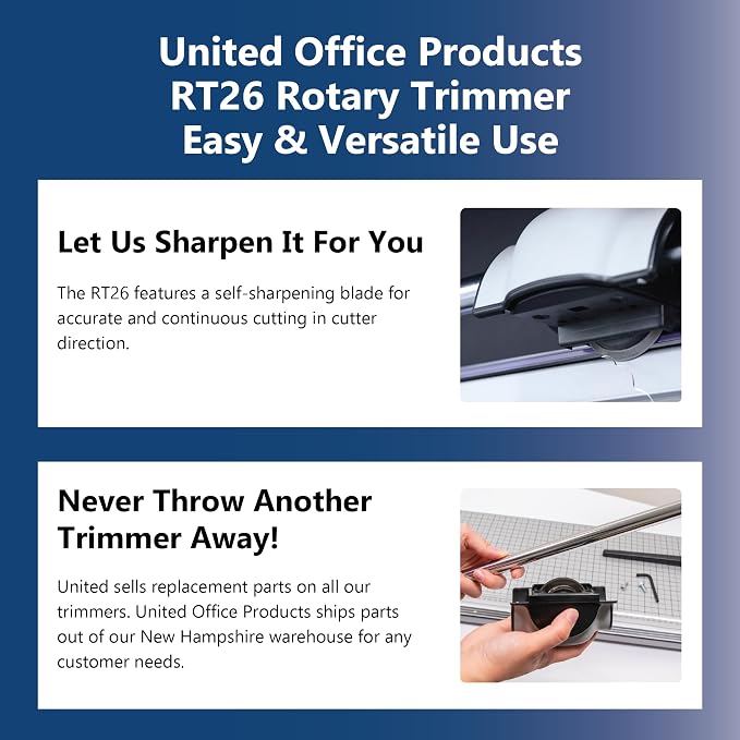 United Office Products RT26 Commercial Rotary Paper Trimmer, Sturdy Metal Base - Image 6