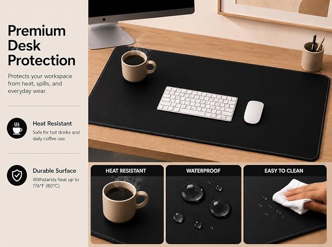 AFIING Cork Desk Mat, 23.6" x 13.7", Desk Pad Protector | Dual-Sided Cork & PU - Image 6