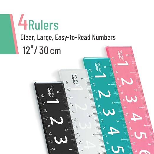 Mr. Pen- Plastic Rulers with Large Numbers, 4 Pack, 12 Inch | Easy-to-Read - Image 2