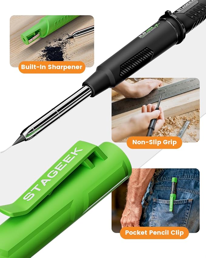 STAGEEK Carpenter Pencil with Sharpener, Mechanical Carpenter Pencils with 19 - Image 4