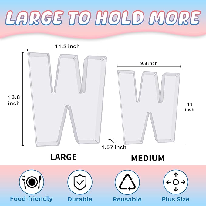 13.8" Extra Large Acrylic Letter Charcuterie Board Box, Reusable Fillable - Image 2
