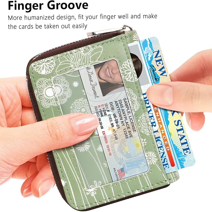 FurArt Zipper Wallet Women, RFID Blocking Credit Card Wallet, Business Card - Image 2