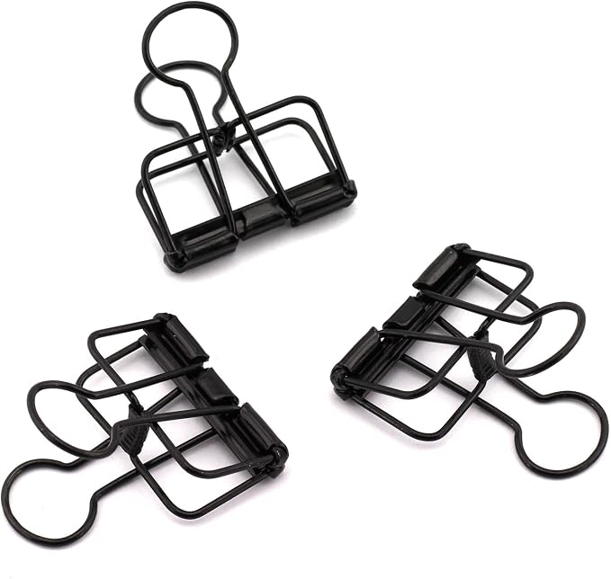 12-Pack Medium Metal Wire Binder Clips, Office Supplier School Accessories by BOGZON