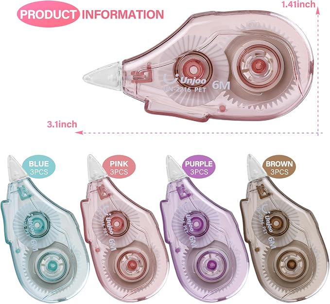 Unjoo White Correction Tape | Easy To Use Applicator, Clean Tear-Resistant Tape - Image 2