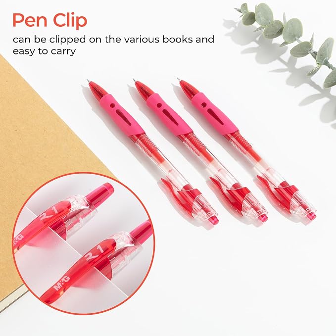 M&G 12Pcs Gel Pens, 0.5mm Red Ink Gel Pens Fine Point, Quick Dry Gel Ink Pens - Image 4