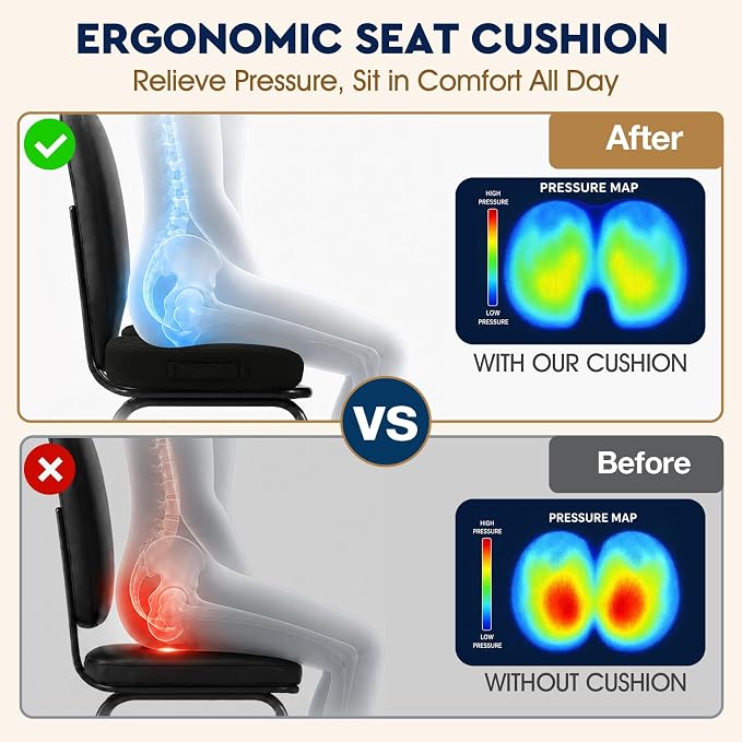 TushGuard Office/ Car Seat Cushion, Non-Slip Sciatica & Back Coccyx Tailbone - Image 3