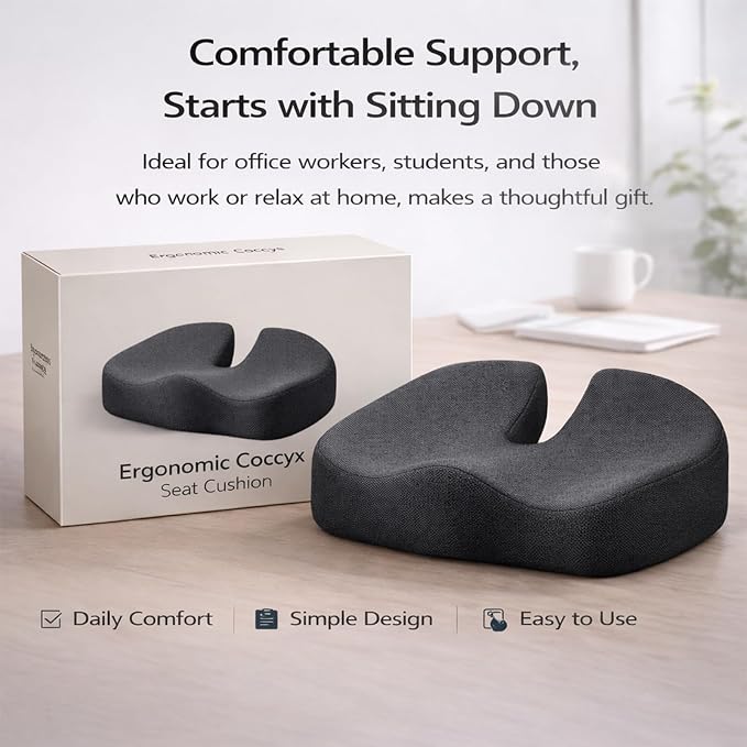 Tail Bone Relief Cushion for Hemorrhoids & Coccyx Pain – Ergonomic Memory Foam - Image 8