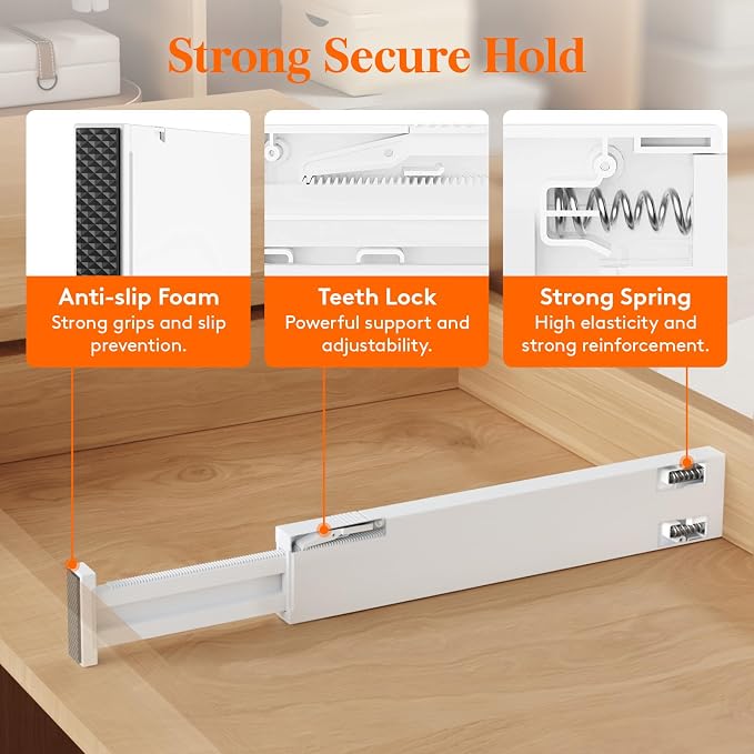 Lifewit 8 Pack 2.36" High Drawer Dividers 40-56cm/16-22 Adjustable Drawer - Image 2