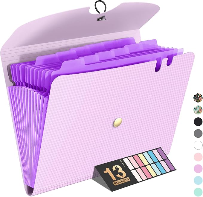 Sooez Expanding File Folder, 13 Pocket Accordion File Organizer, Monthly by Sooez