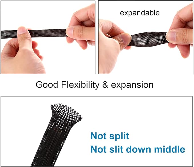 100ft - 1 inch PET Expandable Braided Sleeving – Black – Alex Tech Braided - Image 5