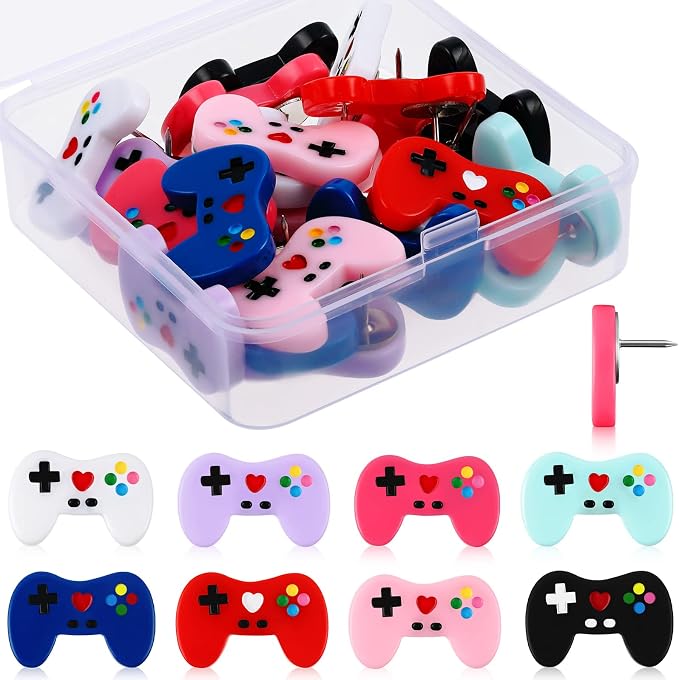 24 Pcs Fun Push Pins for Cork Board Video Game Controller Corkboard Thumb Tacks by Aranorun