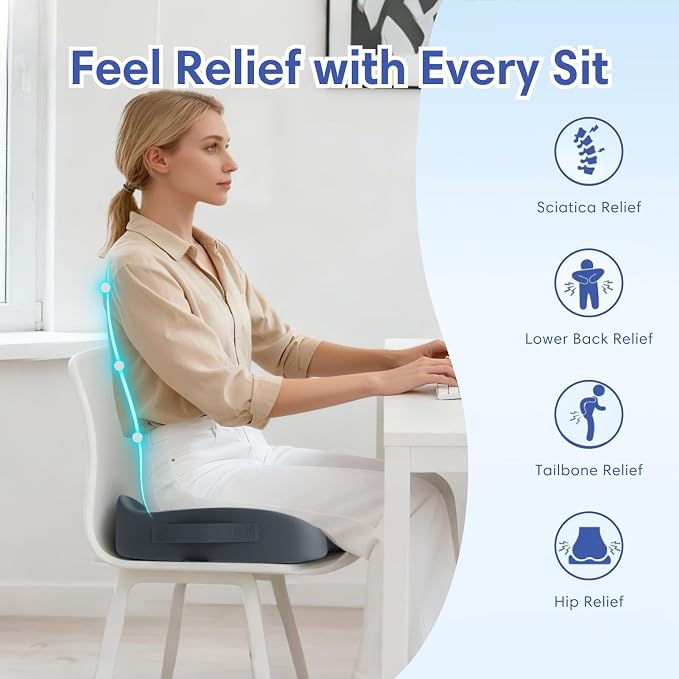 Large Memory Foam Seat Cushion for Office Chair, Truck & Wheelchair - Image 5