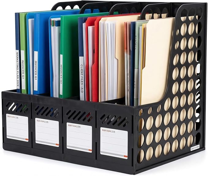 Ysenchan Plastic Magazine File Holder & Desk Organizer, 4 Vertical Compartments by Ysenchan