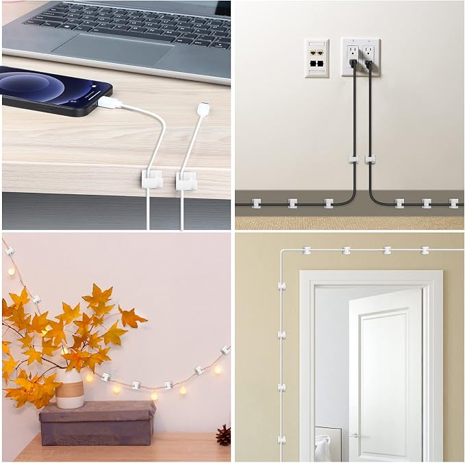 100 PCS Cable Clips White, Upgraded Adhesive Cord Clips - Image 6