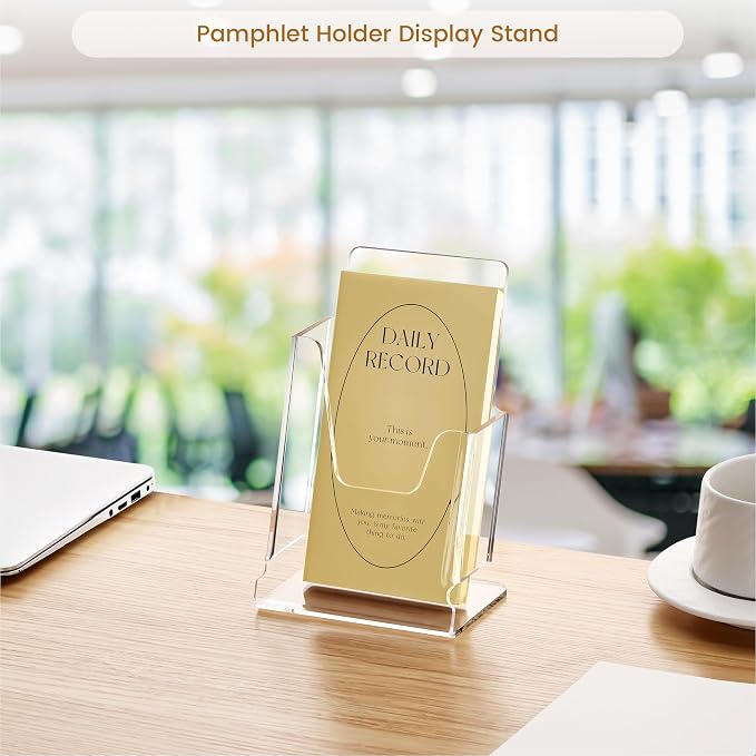 HeZone Acrylic Brochure Holder 4x9 Inch, Leaflets - Image 5