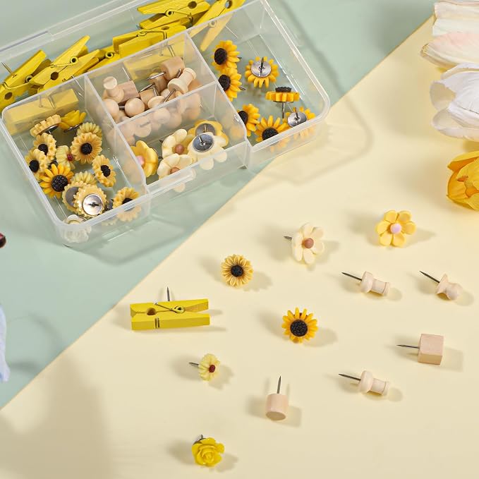 78 Pieces Push Pins Set Cute Thumb Tacks Decorative Flower Push Pins - Image 7