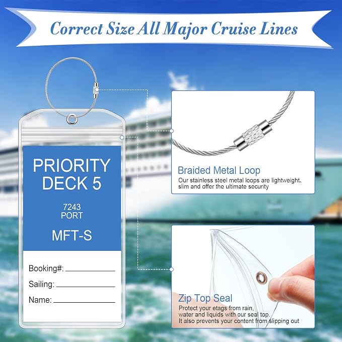 Clabby 6 Sets Cruise Clear Luggage Tags Holders Bag - Image 4