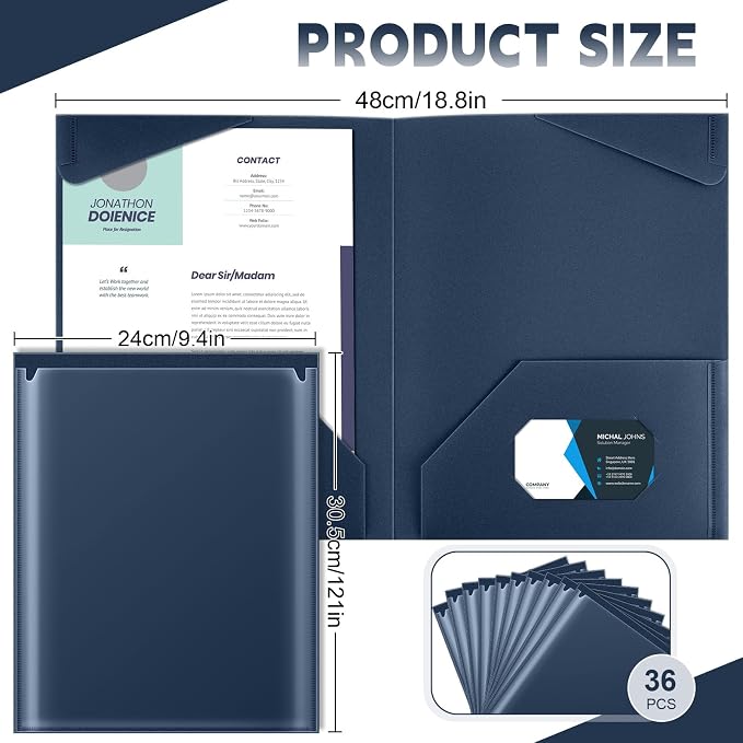Henoyso 36 Pack Navy Blue Plastic Folders - Image 2