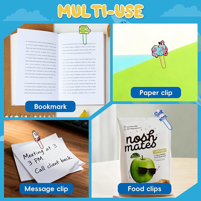 30 PCS Bookish Paper Clips Metal Paperclip Large Size Paper Clip Cute Bookmark - Image 7