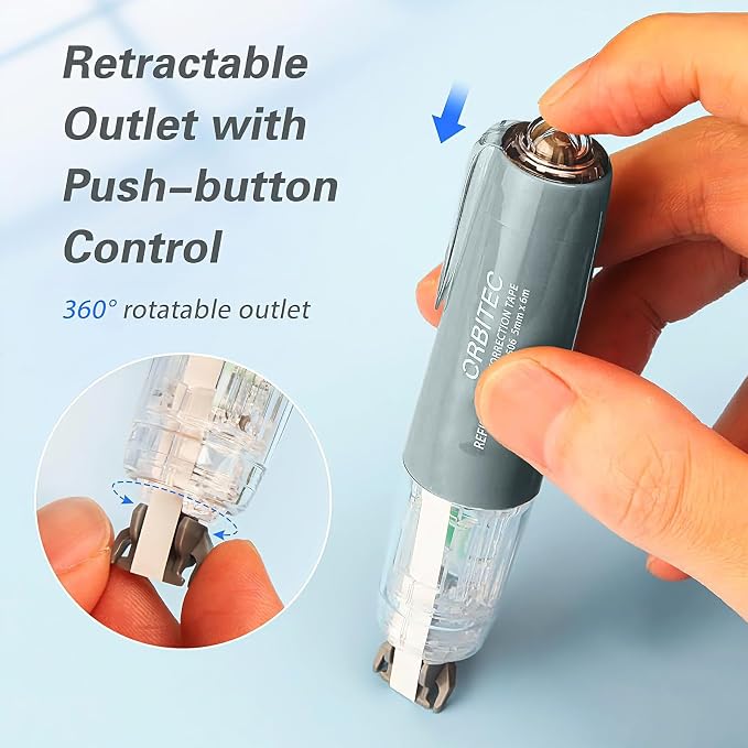 Refillable Retractable Quick Dry White Correction Tape, Mini Small Aesthetic - Image 3
