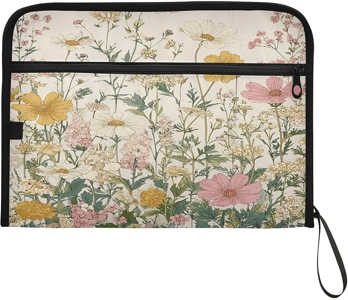 Pink Beige Flowers Accordion File Organizer Expanding Document Folder - Image 7