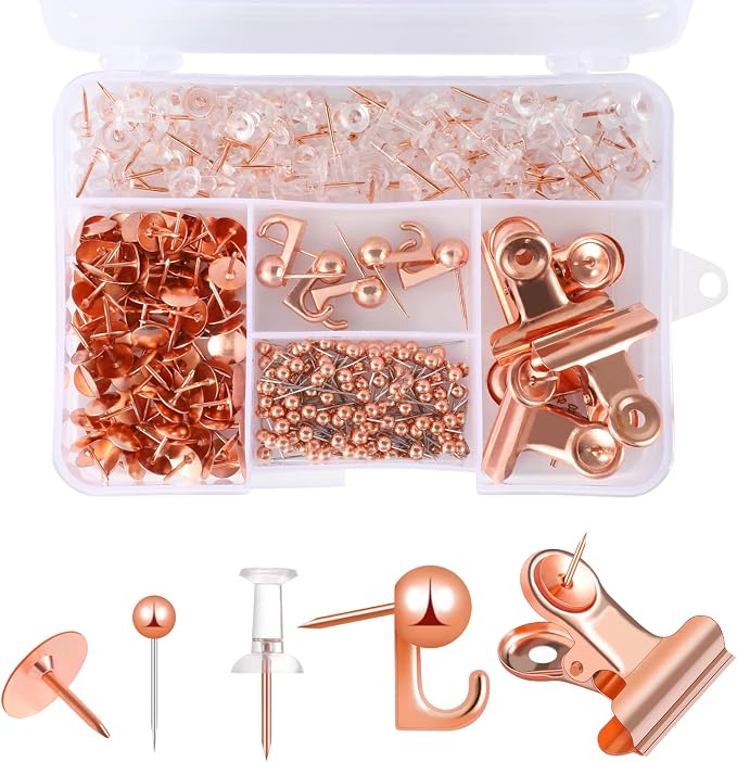 310 Pcs Rose Gold Push Pins Set, Thumb Tacks Decorative Push Pins by BESARME