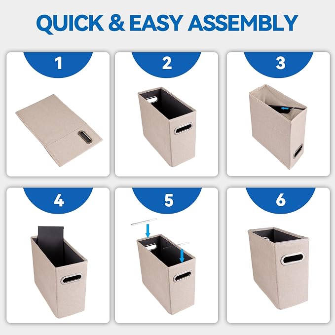 6 Pack Letter Size File Storage Box Collapsible，Fabric Hanging File Folders - Image 6