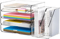 DCA Clear Acrylic Desk Organizer Set, 4 Tier Letter Tray by DCA