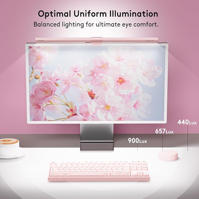 Quntis 20" Pink RGB Monitor Light Bar, 15 Gaming Backlight Modes, Eye-Care No - Image 2