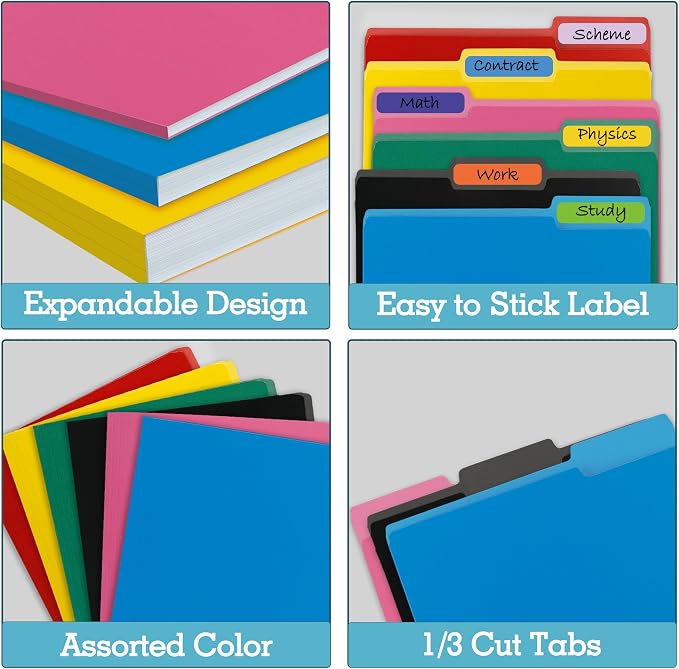 Colored File Folders, 100 Packs Blue File Folders, Two Tone Color File Folder - Image 4