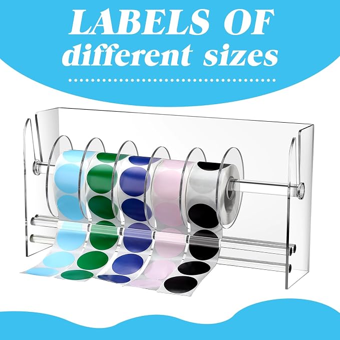 Qilery Adjustable Label Dispenser Acrylic Roll Sticker Dispenser Sticker Holder - Image 5