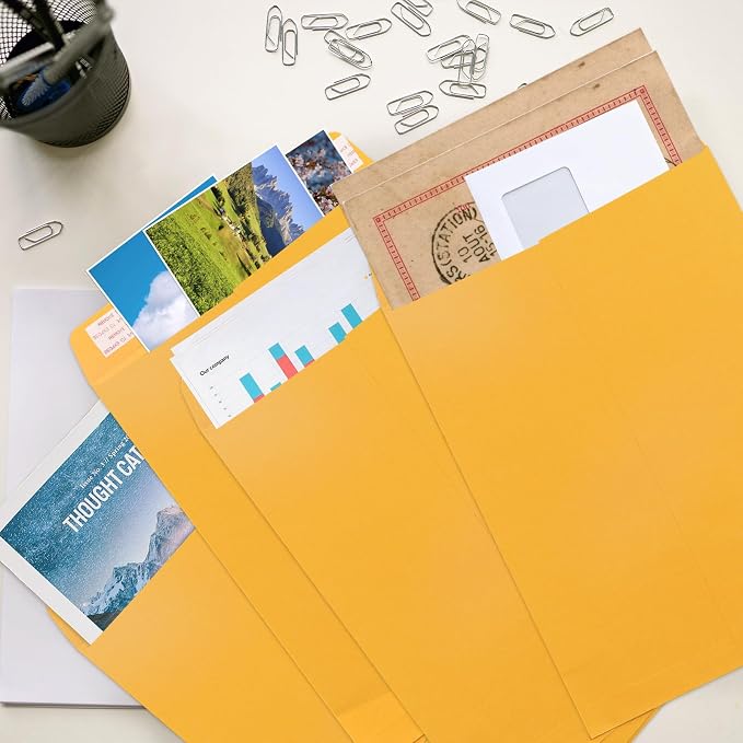 10x13 Catalog Envelopes Self Seal 100 Pack, Goefun 80GSM Paper Large Yellow - Image 5