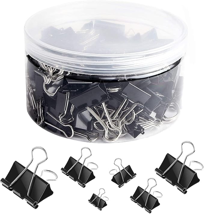 SANNIX 110 PCS Binder Clips Assorted Sizes, X Large, Mini and Micro, Binder by SANNIX
