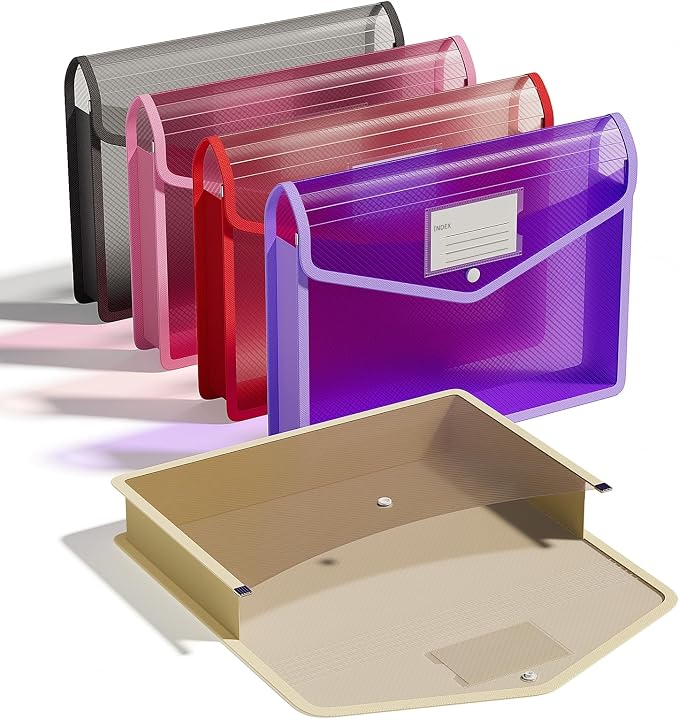 ThinkTex Plastic Expanding File Folder, Transparent Envelopes by ThinkTex