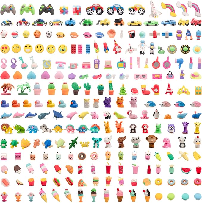 240pcs 3D Cute Kids Erasers, Random Desktop Pet Toys Gifts, Classroom Rewards by CLOCKKING
