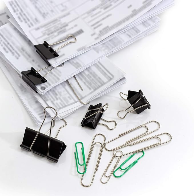 TecUnite 150 Pcs Binder Clips Assorted Sizes Black Paper Clamps Clips Large - Image 6