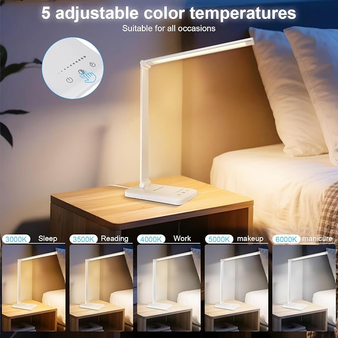 White crown LED Desk Lamp Dimmable Table Lamp Reading Lamp - Image 4