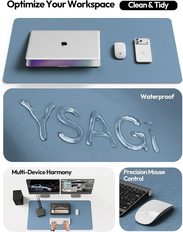 YSAGi Leather Desk Pad Protector, Office Desk Mat, Large Mouse Pad, Non-Slip PU - Image 8