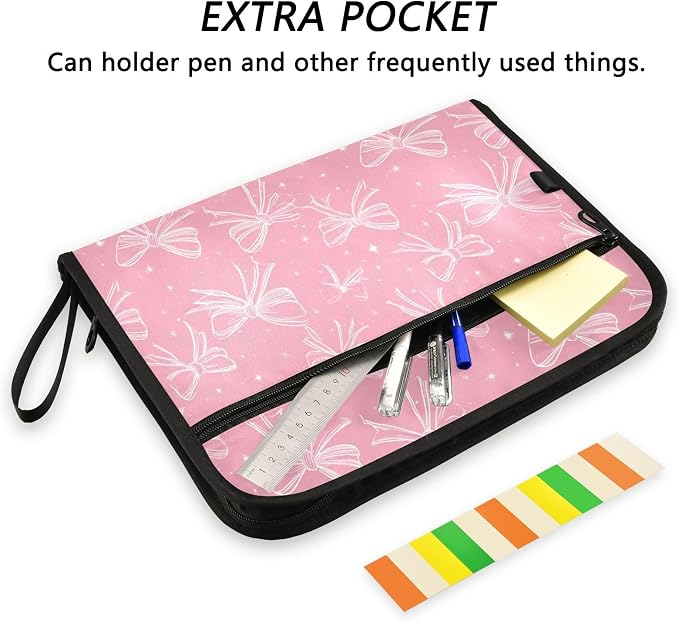 Pink Bows Accordion File Organizer Expanding Document Folder - Image 2