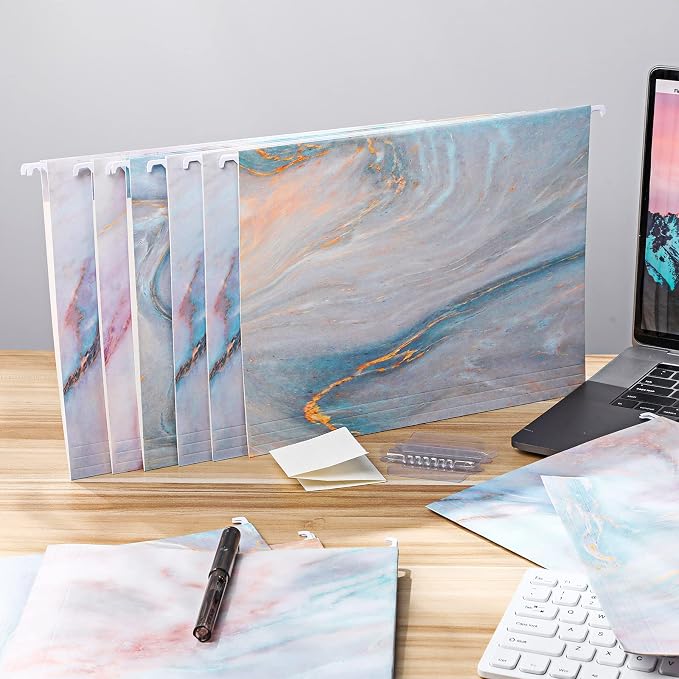 Estune 32 Pcs Marble Decorative Hanging File Folders Letter Size Cabinet File - Image 7