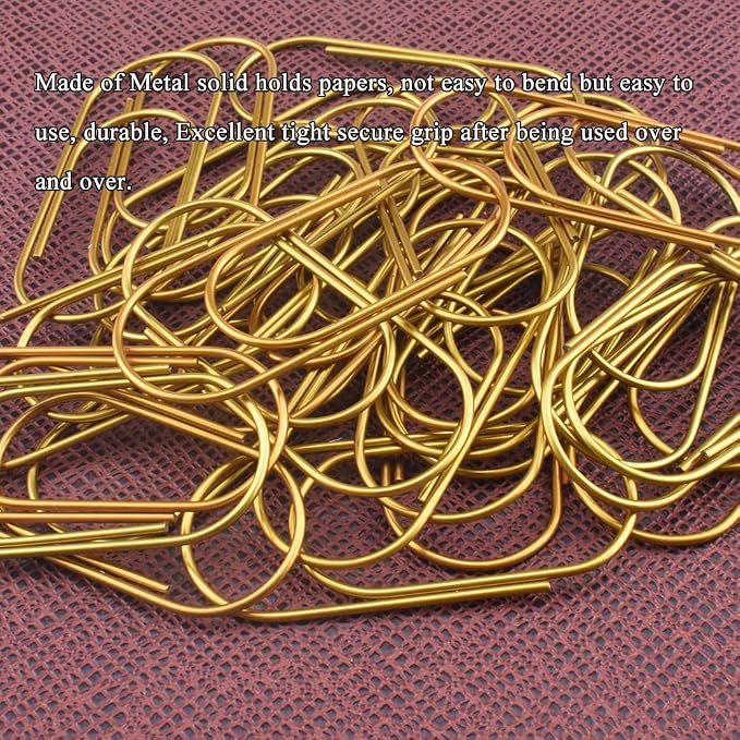 HAHIYO Paper Clips 2 inches Length Gold Wide Paperclips Vinyl Coated Prevent - Image 6