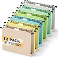 Extra Capacity Plastic Hanging File Folder, 12 Pack Reinforced Hang Folders by Shutex