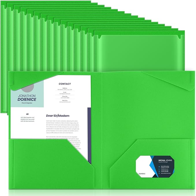 Henoyso 36 Pack Fruit Green Plastic Folders by Henoyso