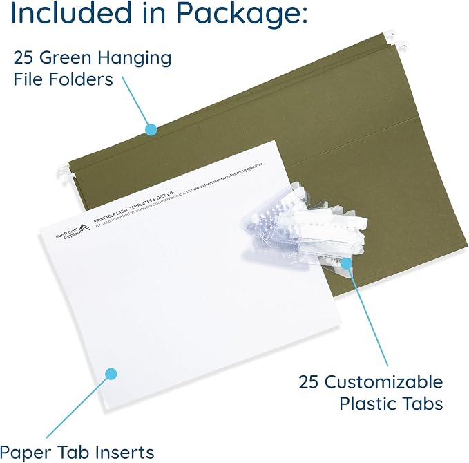 25 Blue Summit Supplies Legal Size Hanging File Folders – Standard Green - Image 3