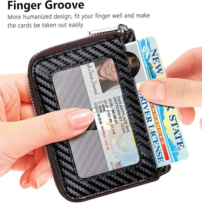 FurArt Zipper Wallet Women, RFID Blocking Credit Card Wallet, Business Card - Image 2