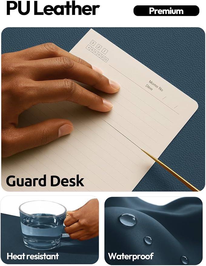 YSAGi Leather Desk Pad Protector, Office Desk Mat, Large Mouse Pad, Non-Slip PU - Image 3