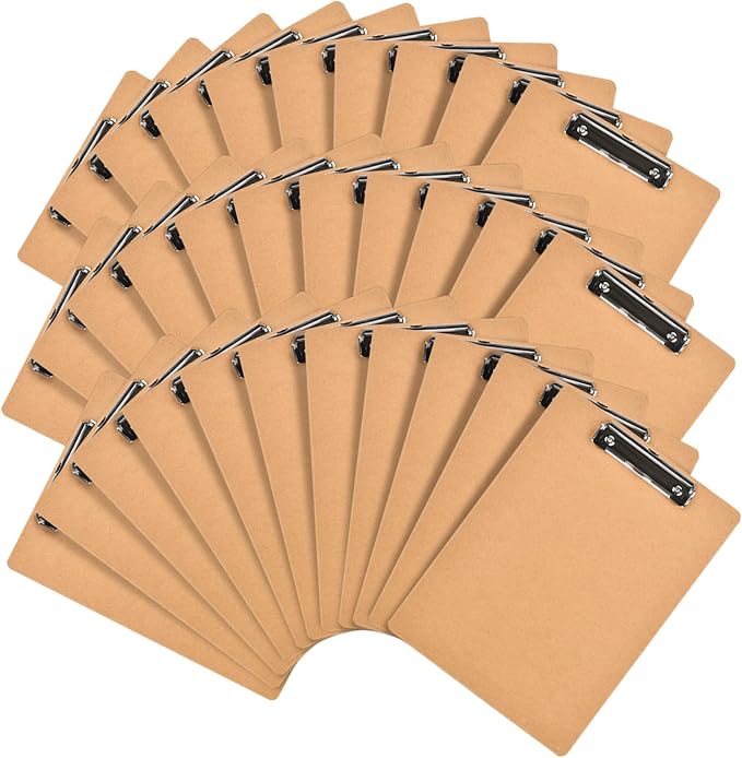 6 x 9 Clipboards Bulk, 32 Pack Small Clip Board, A5 Letter Size Wooden by Happyhapi