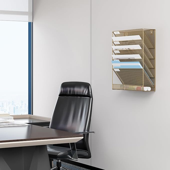 EasyPAG 5 Tier Wall File Holder, Mesh Hanging Folder Organizer - Image 7