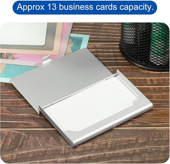 PATIKIL Business Card Holder, 2 Pieces Aluminum Alloy Flip Cover Slim Name - Image 5
